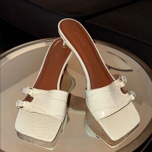 BY FAR White Minimalist Leather Mules Size 38